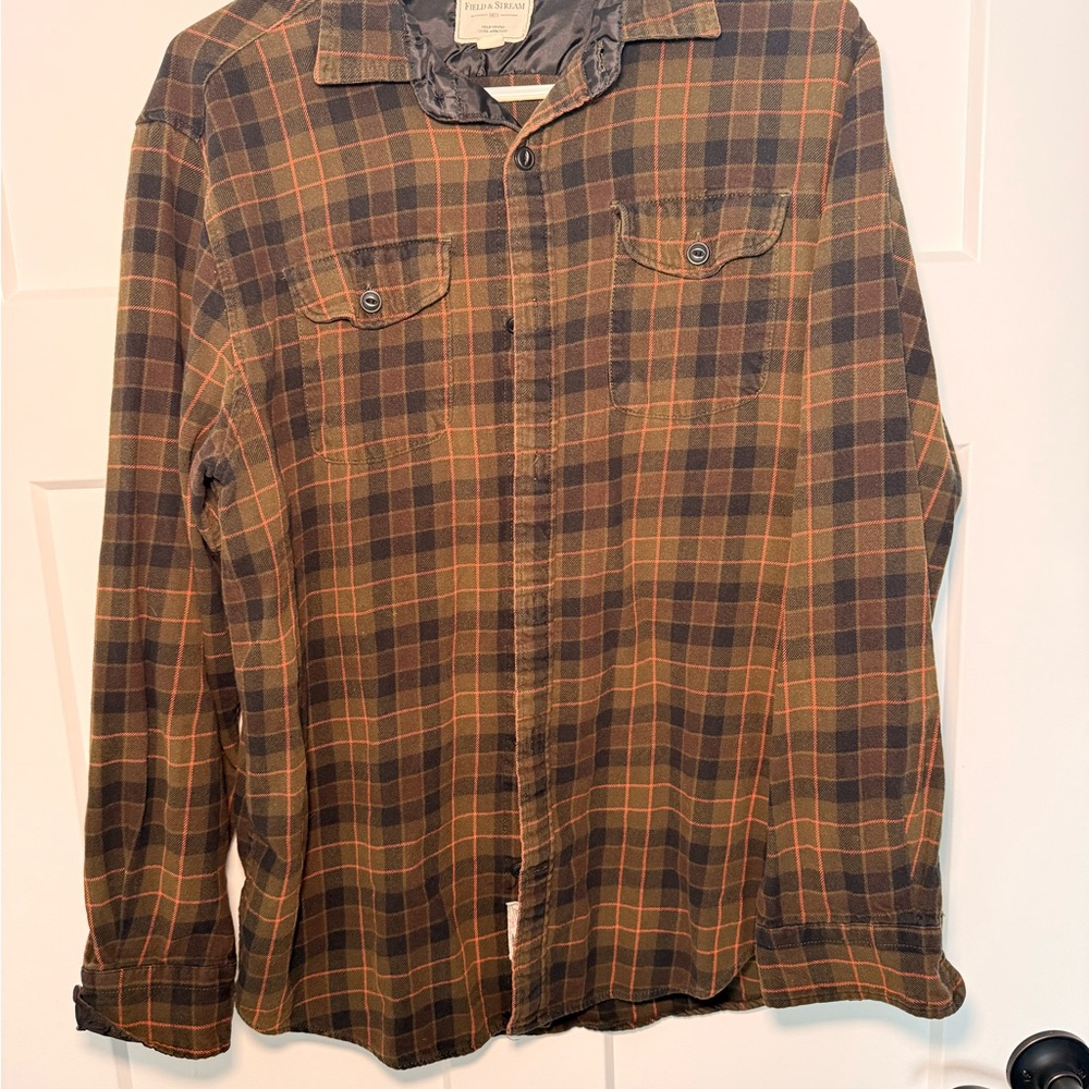 Field & Stream Brown and Orange Plaid Shirt